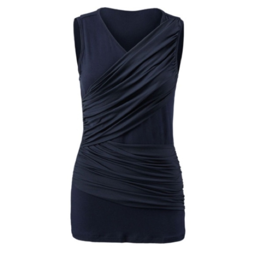 CAbi Double Drape Sleeveless Top Navy Blue 5071